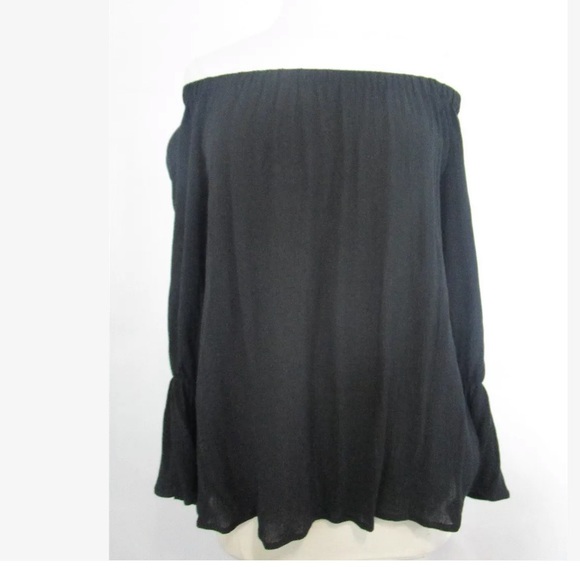 Sanctuary Black Off The Shoulder Gauzy Blouse - Picture 3 of 7